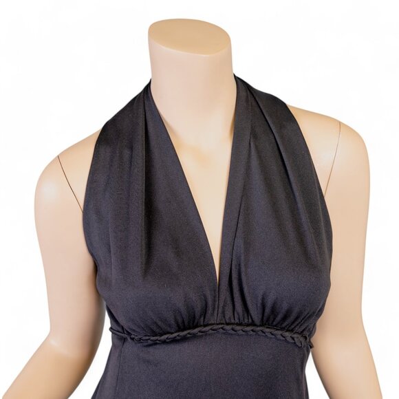 Vintage 1970s Black Halter Maxi Dress with Lace Back * Medium - Picture 6 of 14